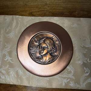 Vintage Repousse Copper Portrait Relief Wall Plaques Signed Albert Gilles